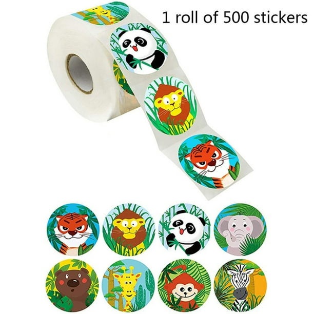500Pcs/roll Zoo Animals Cartoon Stickers kids toys Lion Tiger Reward Skateboard